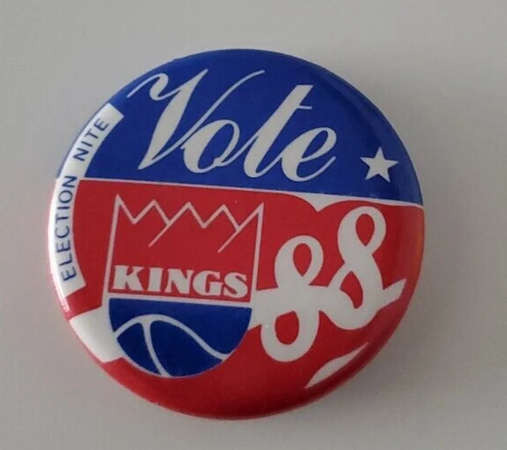 Sacramento Kings 1988 Election Night Vote Kings Basketball NBA Pin Button